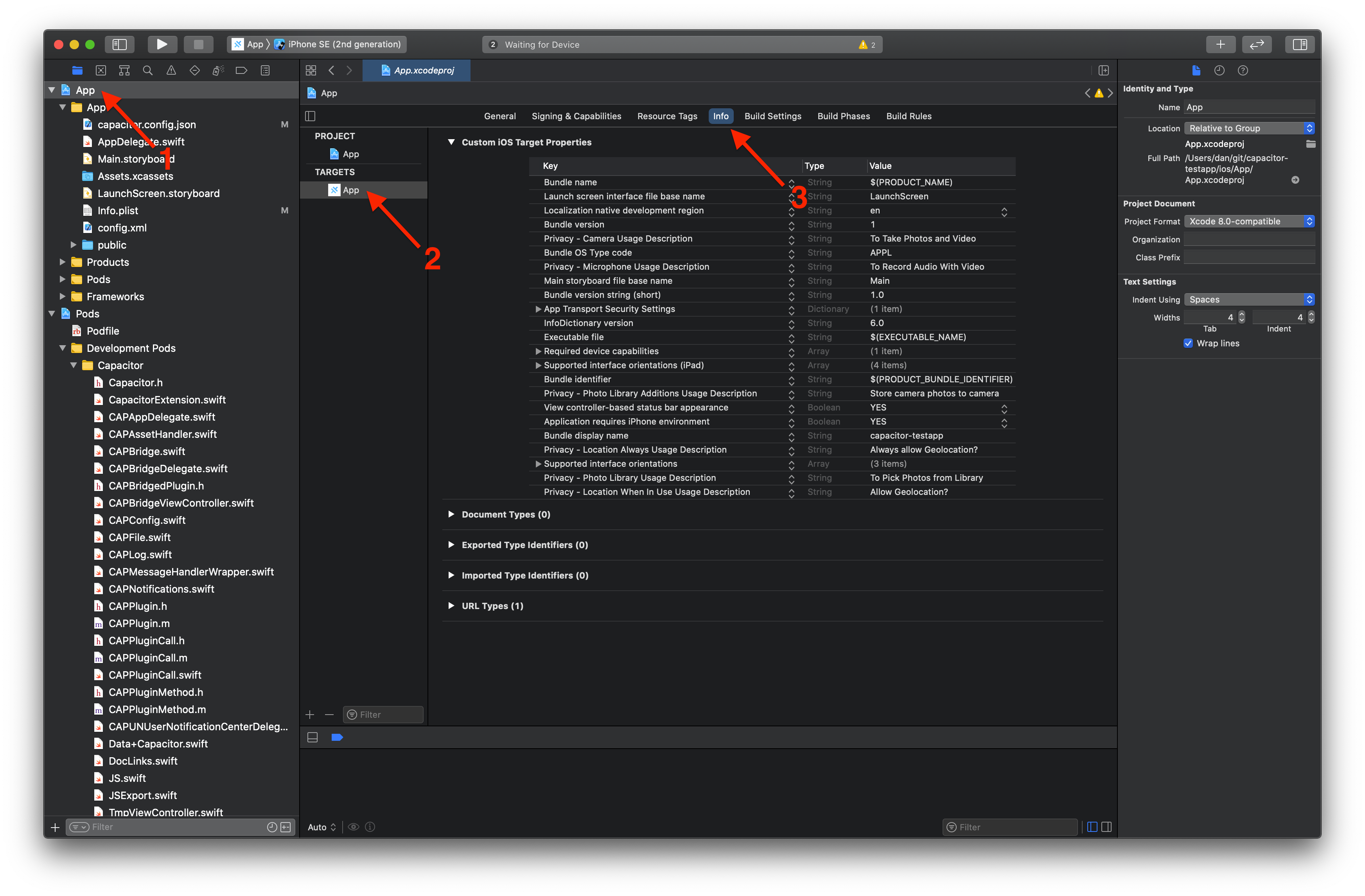 Xcode info editor